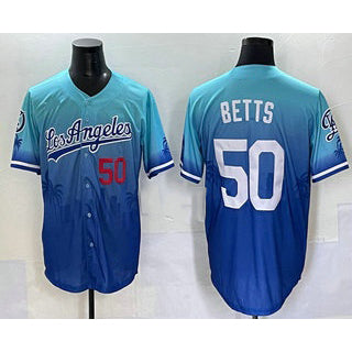 Los Angeles Dodgers #50 Mookie Betts Blue 2025 City Connect Limited Stitched Baseball jersey