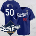 Los Angeles Dodgers #50 Mookie Betts Blue 2025 World Series Vapor Limited Stitched Baseball jersey