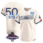 Los Angeles Dodgers #50 Mookie Betts Cream 2024 World Series Champions City Connect Limited Stitched Baseball jersey