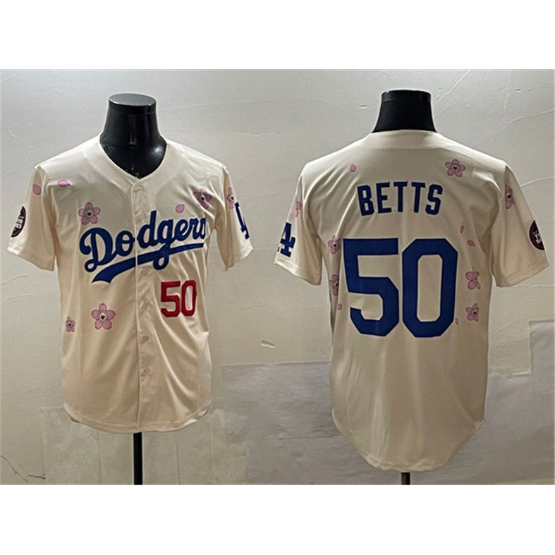 Los Angeles Dodgers #50 Mookie Betts Cream 2025 Tokyo Series Limited Stitched Baseball jersey