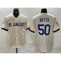 Los Angeles Dodgers #50 Mookie Betts Cream Stitched Baseball jersey