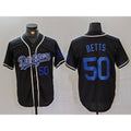Los Angeles Dodgers #50 Mookie Betts Number Black Cool Base With Patch Stitched Baseball jersey