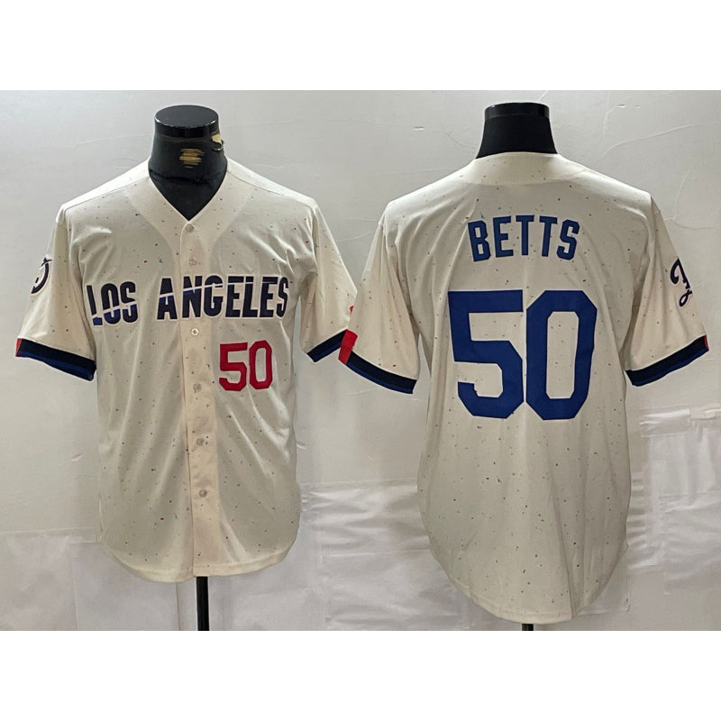 Los Angeles Dodgers #50 Mookie Betts Number Cream 2024 City Connect Limited Stitched Baseball jersey