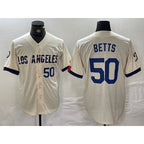 Los Angeles Dodgers #50 Mookie Betts Number Cream 2024 City Connect Limited Stitched Baseball jersey