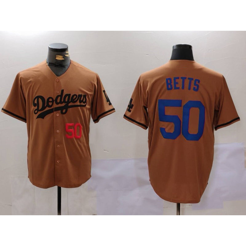 Los Angeles Dodgers #50 Mookie Betts Number Olive Cool Base Limited Stitched Baseball jersey
