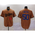 Los Angeles Dodgers #50 Mookie Betts Number Olive Cool Base Limited Stitched Baseball jersey