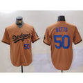 Los Angeles Dodgers #50 Mookie Betts Number Olive Cool Base Limited Stitched Baseball jersey