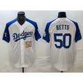 Los Angeles Dodgers #50 Mookie Betts Number White Blue Fashion Stitched Cool Base Limited Baseball jersey
