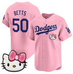 Los Angeles Dodgers #50 Mookie Betts Pink 2025 Hello Kitty Vapor Limited Stitched Baseball jersey
