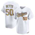 Los Angeles Dodgers #50 Mookie Betts White 2025 Gold Collection Limited Stitched Baseball jersey