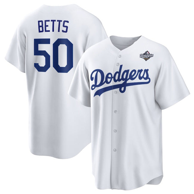 Los Angeles Dodgers #50 Mookie Betts White 2025 World Series Home Cool Base Stitched Baseball jersey