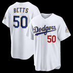 Los Angeles Dodgers #50 Mookie Betts White 2026 Gold Collection Stadium Baseball Jersey