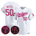 Los Angeles Dodgers #50 Mookie Betts White 2026 Mother’s Day Vapor Premier Limited Stitched Baseball Jersey