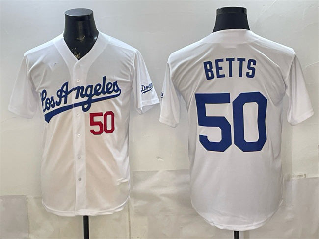 Los Angeles Dodgers #50 Mookie Betts White Alternate Stadium Stitched Baseball Jersey