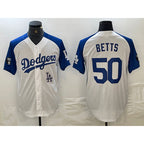 Los Angeles Dodgers #50 Mookie Betts White Blue Fashion Stitched Cool Base Limited Baseball jersey