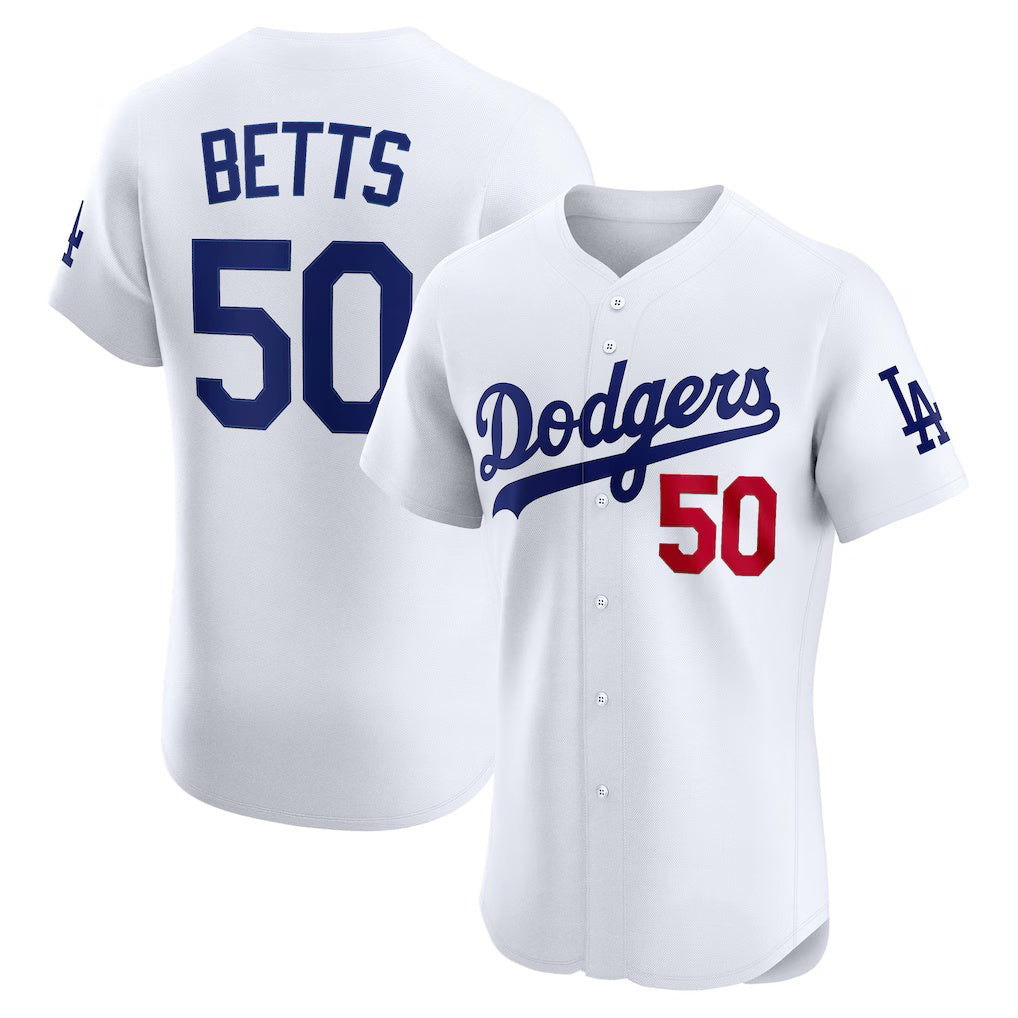 Los Angeles Dodgers #50 Mookie Betts White Home Elite Player Baseball jersey