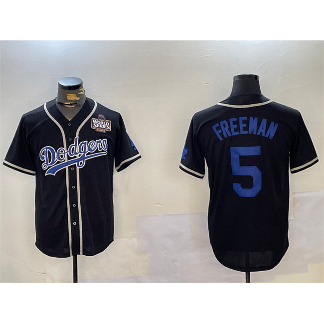 Los Angeles Dodgers #5 Freddie Freeman Black 2024 World Series Cool Base Stitched Baseball Jersey