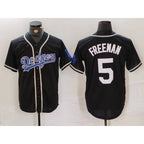 Los Angeles Dodgers #5 Freddie Freeman Black Cool Base With Patch Stitched Baseball Jersey