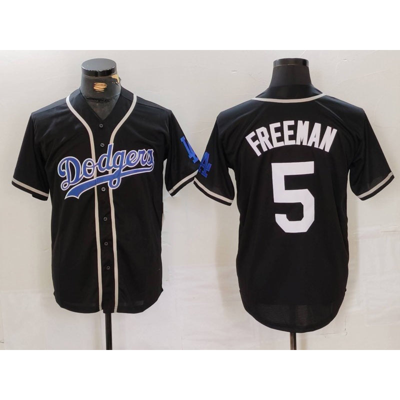 Los Angeles Dodgers #5 Freddie Freeman Black Cool Base With Patch Stitched Baseball Jersey