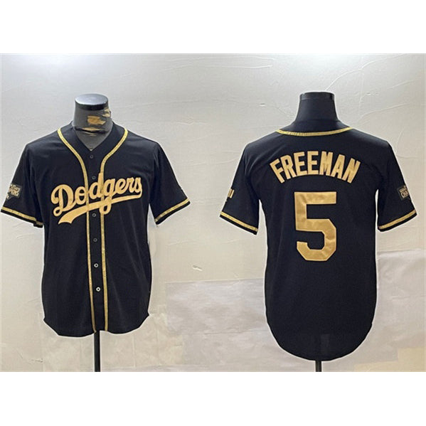 Los Angeles Dodgers #5 Freddie Freeman Black Gold 2024 World Series Champions Limited Stitched Baseball Jersey