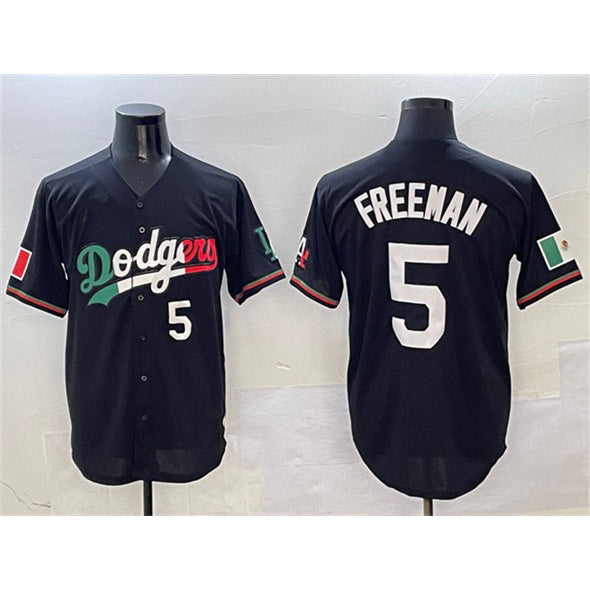 Los Angeles Dodgers #5 Freddie Freeman Black Mexico Flag Limited Stitched Baseball Jersey