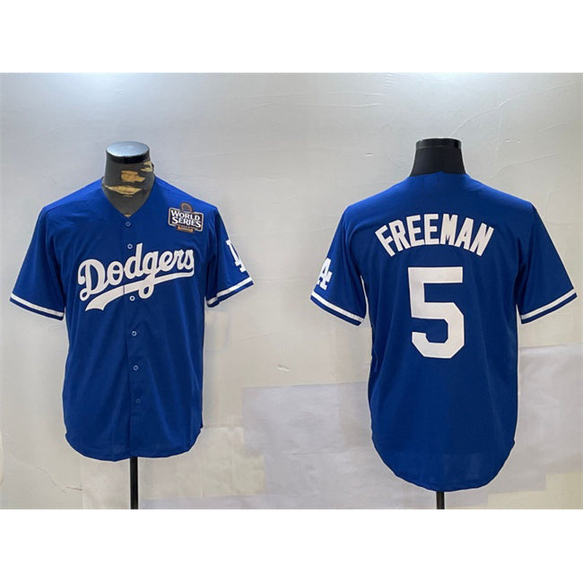 Los Angeles Dodgers #5 Freddie Freeman Blue 2024 World Series Cool Base Stitched Baseball Jersey