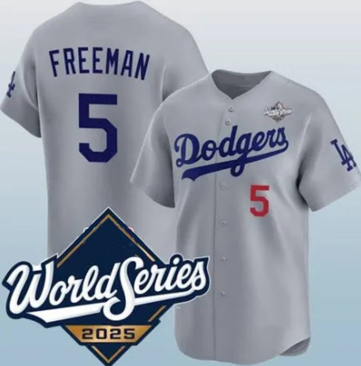 Los Angeles Dodgers #5 Freddie Freeman Gray 2025 World Series Limited Stitched Baseball Jersey