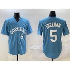 Los Angeles Dodgers #5 Freddie Freeman Light Blue Limited Stitched Baseball Jersey