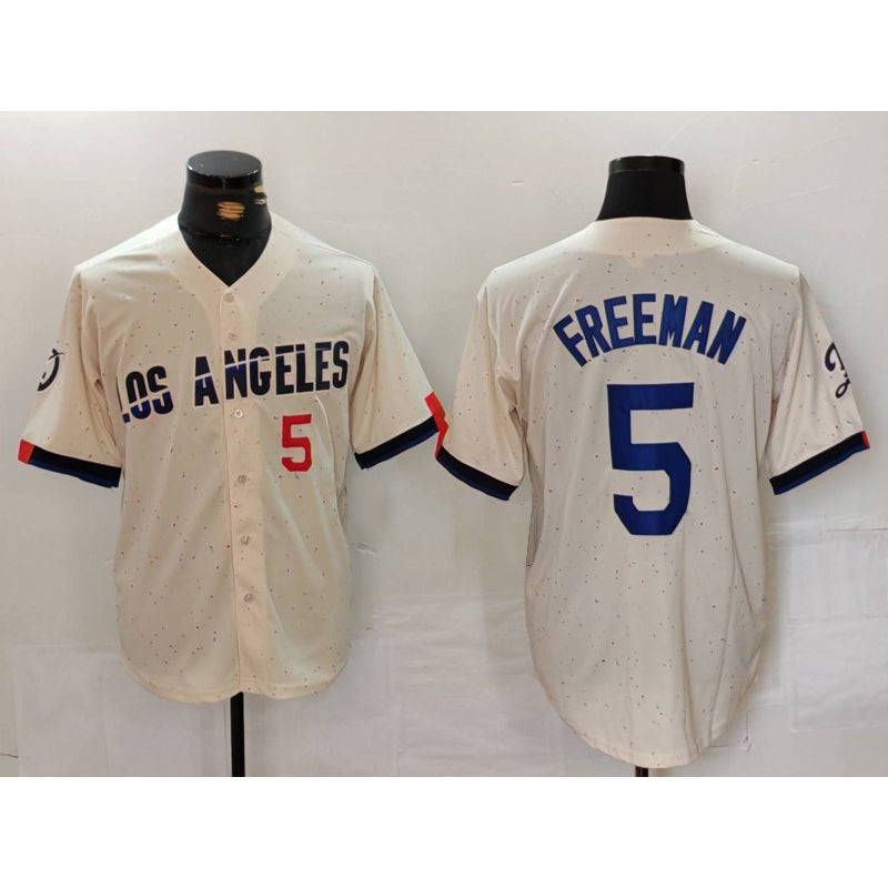 Los Angeles Dodgers #5 Freddie Freeman Number Cream 2024 City Connect Limited Stitched Baseball Jersey