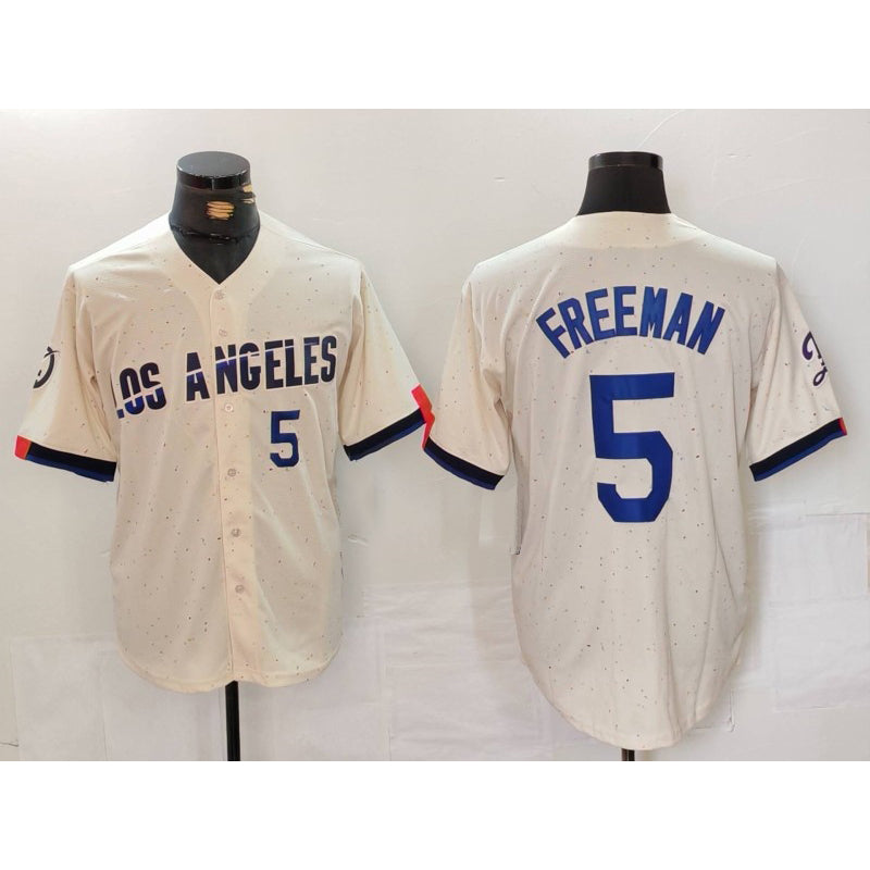 Los Angeles Dodgers #5 Freddie Freeman Number Cream 2024 City Connect Limited Stitched Baseball Jersey