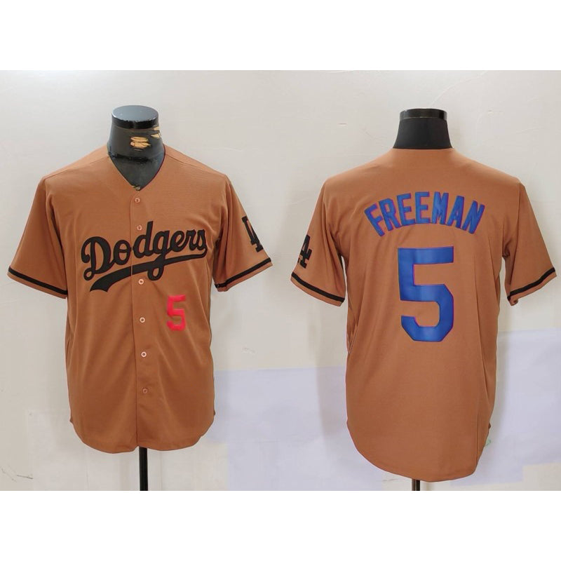 Los Angeles Dodgers #5 Freddie Freeman Number Olive Cool Base Limited Stitched Baseball Jersey