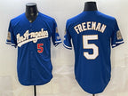 Los Angeles Dodgers #5 Freddie Freeman Royal 2026 Gold Collection 9x & B2B Champs Patch Stitched Baseball Jersey