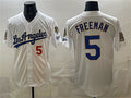 Los Angeles Dodgers #5 Freddie Freeman White 2026 Gold Collection 9x & B2B Champs Patch Stitched Baseball Jersey