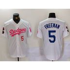 Los Angeles Dodgers #5 Freddie Freeman White Pink Vin & Kobe Patch Stitched Baseball Jersey