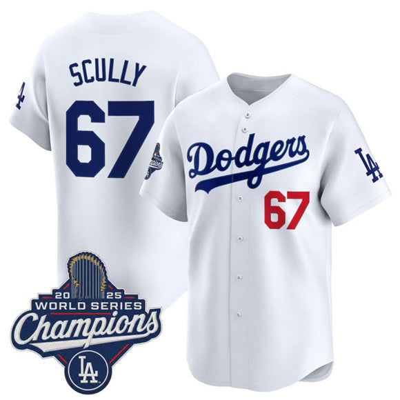 Los Angeles Dodgers #67 Vin Scully White 2025 Champions Stitched Baseball jersey