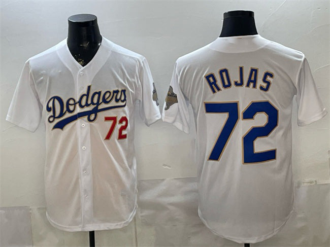Los Angeles Dodgers #72 Miguel Rojas White 2026 Gold Collection Stadium Stitched Baseball Jersey