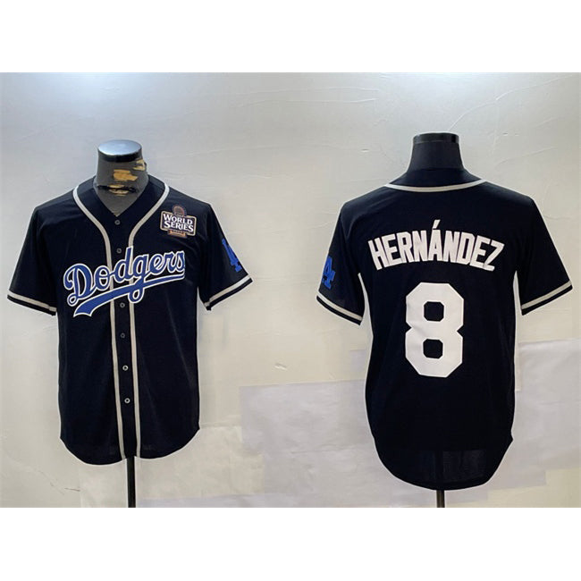 Los Angeles Dodgers #8 Enrique Hern¨¢ndez Black 2024 World Series Cool Base Stitched Baseball Jersey