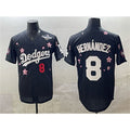 Los Angeles Dodgers #8 Enrique Hern¨¢ndez Black 2025 World Series Patch Tokyo Series Limited Stitched Baseball Jersey
