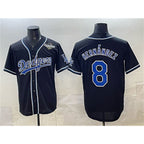 Los Angeles Dodgers #8 Enrique Hern¨¢ndez Black Fashion 2025 World Series Cool Base Stitched Baseball Jersey