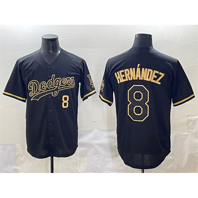 Los Angeles Dodgers #8 Enrique Hern¨¢ndez Black Gold Limited Stitched Baseball Jersey