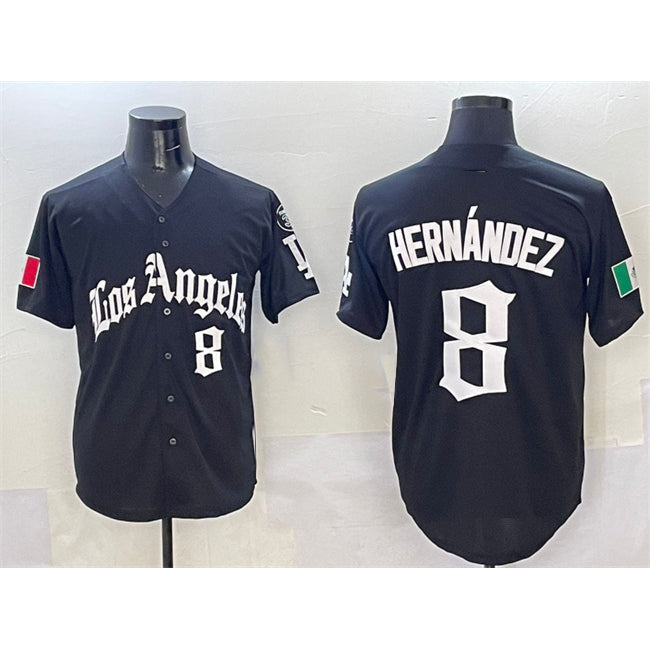 Los Angeles Dodgers #8 Enrique Hernandez Black Mexico 2025 LA Gothic Style With Fernando Patch Vapor Premier Limited Stitched Baseball Jersey