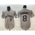 Los Angeles Dodgers #8 Enrique Hern¨¢ndez Grey LA Gothic Style With 2025 World Series Champions Patch Limited Stitched Baseball Jersey