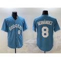 Los Angeles Dodgers #8 Enrique Hern¨¢ndez Light Blue Limited Stitched Baseball Jersey