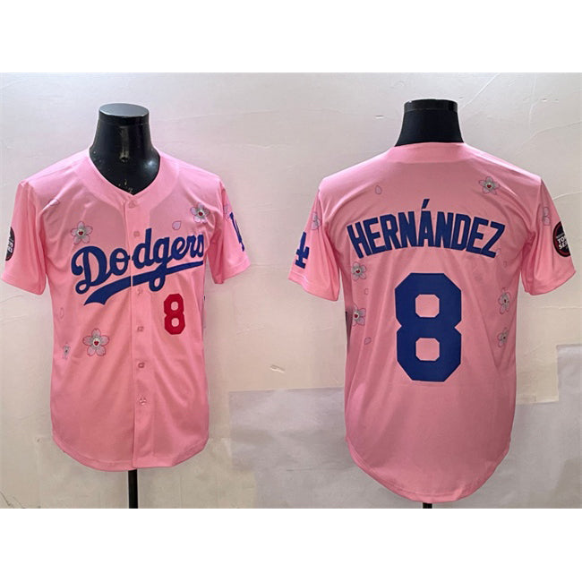Los Angeles Dodgers #8 Enrique Hern¨¢ndez Pink 2025 Tokyo Series Limited Stitched Baseball Jersey