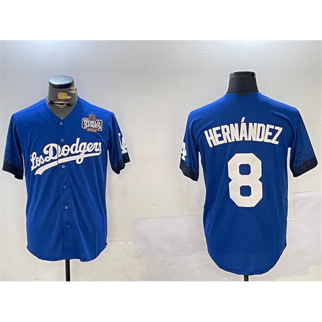 Los Angeles Dodgers #8 Enrique Hern¨¢ndez Royal 2024 World Series City Connect Cool Base Stitched Baseball Jersey