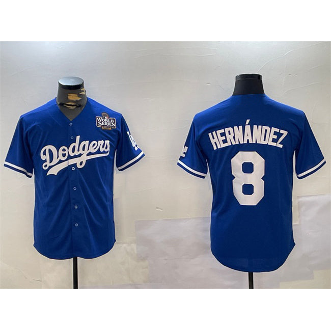 Los Angeles Dodgers #8 Enrique Hern¨¢ndez Royal 2024 World Series Cool Base Stitched Baseball Jersey