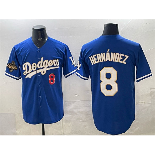 Los Angeles Dodgers #8 Enrique Hern¨¢ndez Royal 2025 World Series Champions Patch Limited Stitched Baseball Jersey