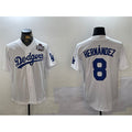 Los Angeles Dodgers #8 Enrique Hern¨¢ndez White 2024 World Series Cool Base Stitched Baseball Jersey