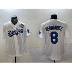 Los Angeles Dodgers #8 Enrique Hern¨¢ndez White 2024 World Series Cool Base Stitched Baseball Jersey