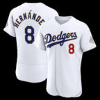 Los Angeles Dodgers #8 Enrique Hernández White 2026 Gold Collection Authentic Baseball Jersey